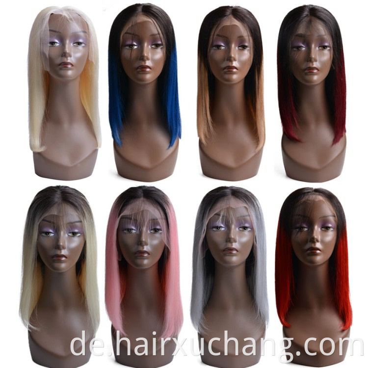 Heißer Verkauf farbiger Ombre Farbe Haarspitze Front Perücke Humanes Haar Erweiterungen Perücken für Weihnachten